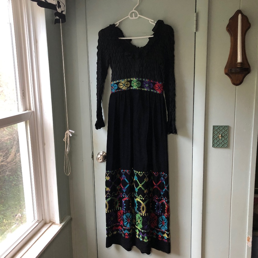 Vintage Sandine Originals Embroidered Maxi Dress